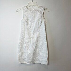 Lilly Pulitzer Womens Mila Sleeveless Lace Shift Mini Dress White 0 Floral 95954